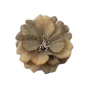M&S Schmalberg 4&quot; Shaded Burlap Magnolia Hand-Dyed Silk Millinery Fabric Flower Brooch Pin