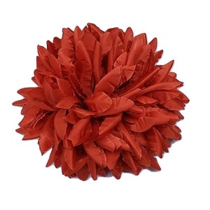 M&S Schmalberg 8&quot; Silk Burnt Orange Jumbo Chrysanthemum Large Oversized Flower Brooch Pin - Made in USA