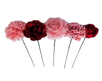 Valentine's Day Flowers Bouquet - 5 Flowers on long stem Hand-Made in NYC