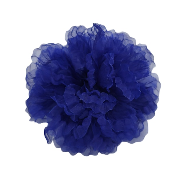 M&S Schmalberg 4" Blue Silk Dahlia Carnation Millinery Fabric Flower Brooch Pin