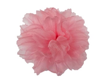 M&S Schmalberg 5" Modern Chrysanthemum (Mum) Pink Silk Organza Fabric Flower Brooch Pin Handmade in NYC