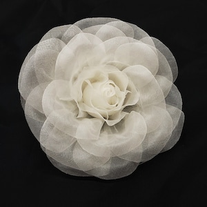 M&S Schmalberg 4&quot; Silk Organza Rose Wedding Flower Hair-Clip - Made in USA  (Bridal Flower)