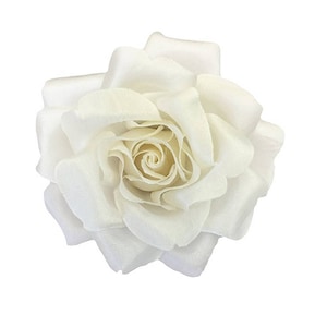 Broche de rosa de seda blanca de 8,9 cm de M&S Schmalberg - Hecho en EE. UU.