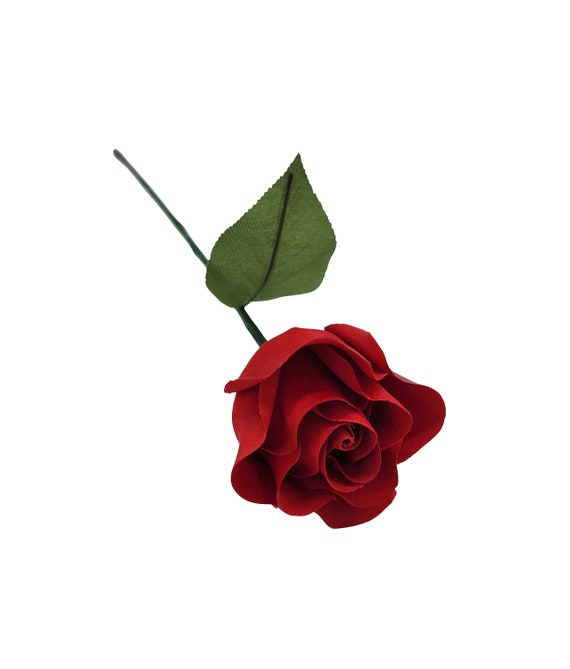 Rosa gigante in stoffa rossa senza gambo c/gancio posteriore