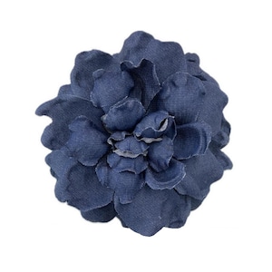 M & S Schmalberg 15,2 cm große Jeansblau Gardenia Blumen Brosche aus Stoff