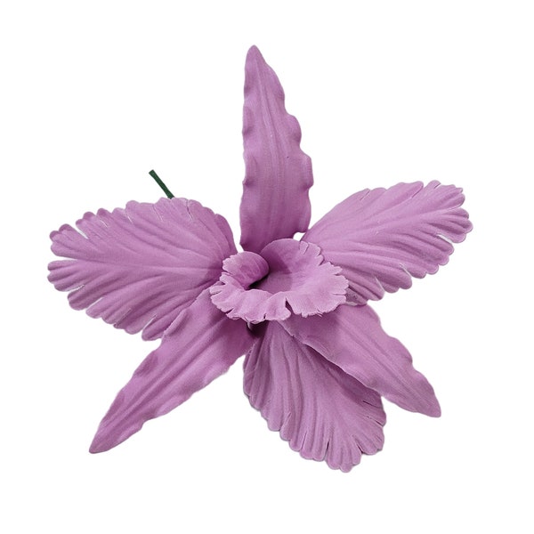 M&S Schmalberg 7" Lilac Lavender Hand-Wired Orchid Tropical Lily Millinery Fabric Flower Pin