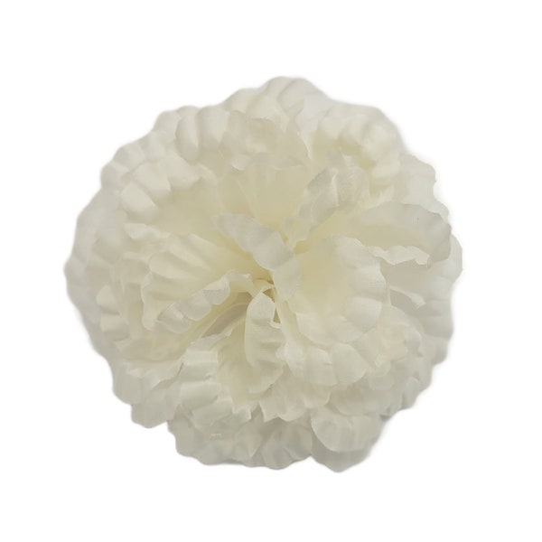 M&S Schmalberg 4" Diamond White Light Ivory Silk Dahlia Carnation Millinery Fabric Flower Brooch Pin