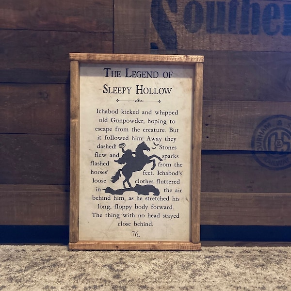 Halloween Sign "The Legend of Sleepy Hollow Book Art" by October Road Designs