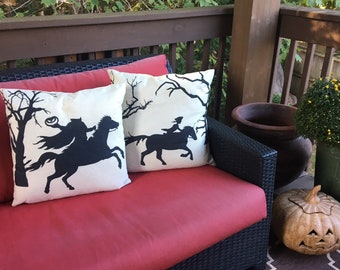 Halloween Pillow Case "Headless Horseman & Ichabod Crane (Two Pillow Set)" by October Road Designs