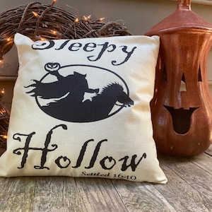 Halloween Square Pillow Case &quot;Sleepy Hollow&quot; by October Road Designs