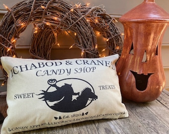 Halloween Pillow Case "Ichabod & Cranes Candy Shop" by October Road Designs