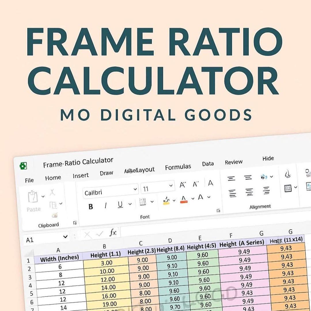 Frame Ratio Calculator Excel | Auto Height Sizing Chart + A-series ...