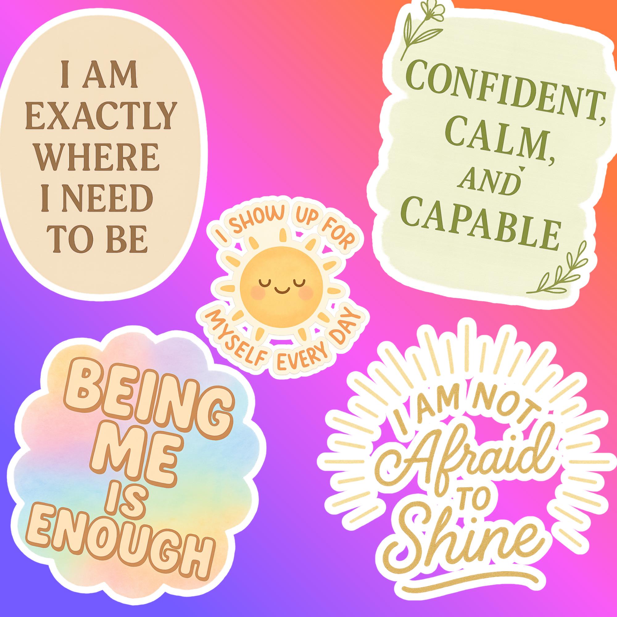 Daily Affirmation Sticker Pack | 10 PNG Stickers | Mental Health ...