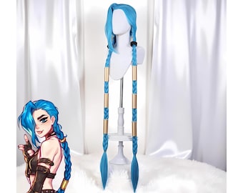 Jinx Cosplay Wig , Blue Braided Cosplay Wig , Arcane Wig for Cosplay, Heat-Resistant Hair with Wig Cap,  Cosplay Wig for Women