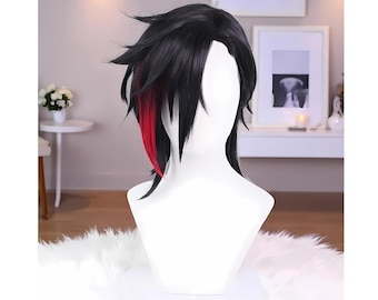 Arcane Season 2 Vi Cosplay Wig, Black and Red Cosplay Wig for Women & Men, Vi Black and Red Hair For Women, Halloween Costume Wig