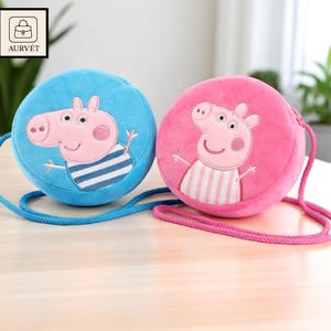 Mochila de peluche de Peppa Pig y George Pig, bolso de hombro de anime kawaii, monedero de peluche de anime - Regalos de cumpleaños de dibujos animados para ella