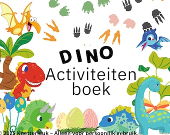 Dino-aktivitetsbok, fest, upptäck, tryck