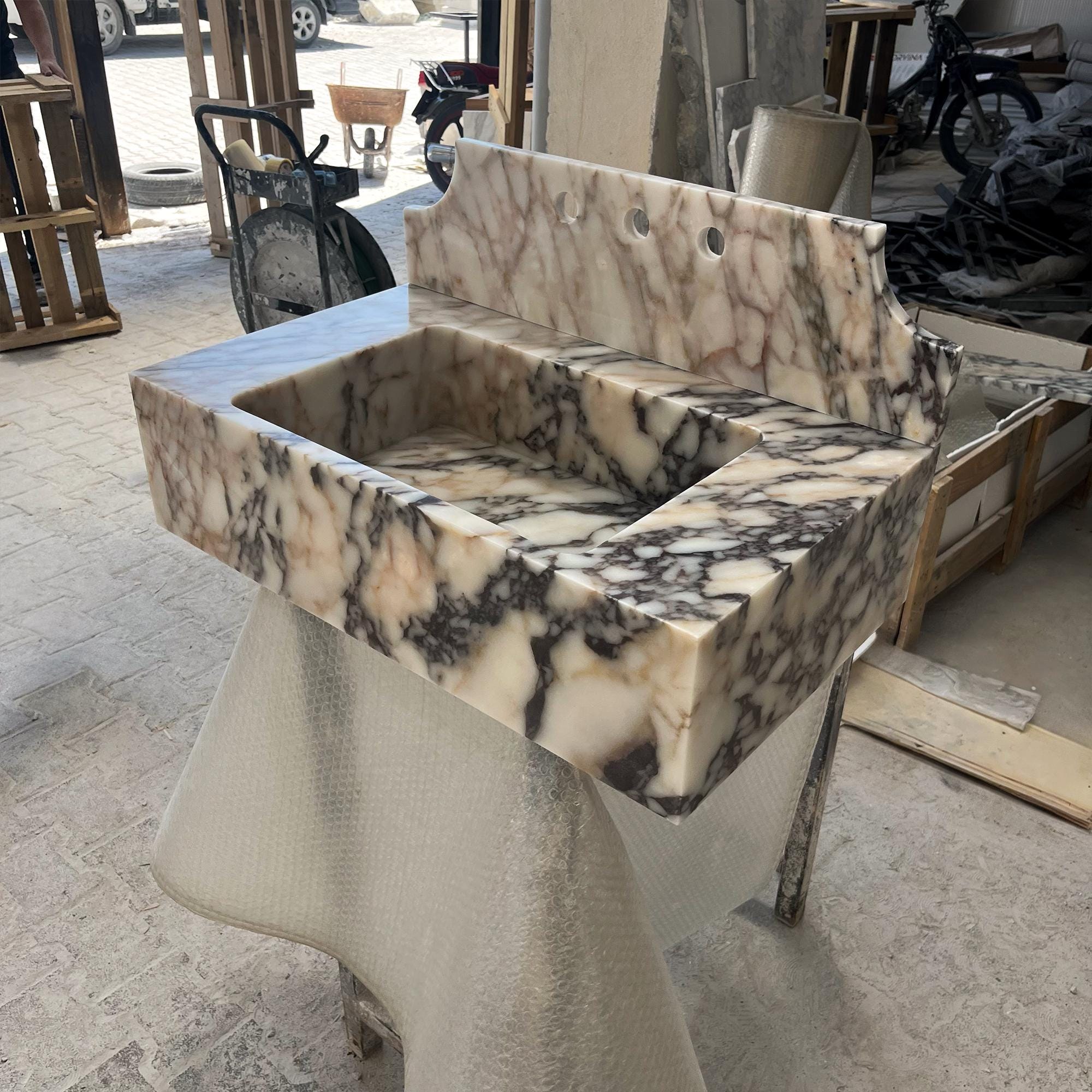 Aura Viola Marble Wall Mounted Sink – Luxury Natural Stone