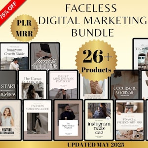 26 Faceless Digital Marketing MRR Products, Faceless Marketing, DFY, Master Resell Rights, Digital Marketing, Woman Digital Marketing