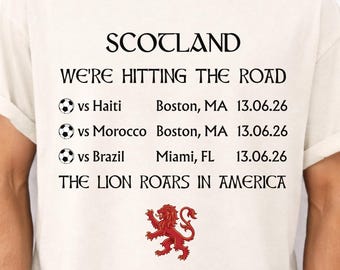 Scotland Soccer Tour 2026 T-Shirt, Tartan Army Fan Tee with Boston and Miami Match Dates