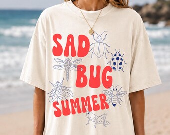 Sad Bug Summer T-Shirt with Retro Groovy Insect Design, Nature Lover Tee