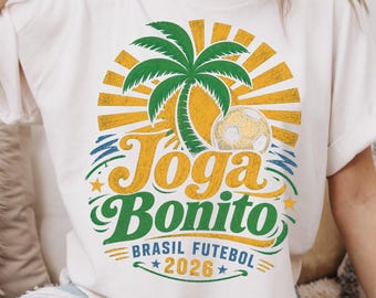 T-shirt de football du Brésil à motif tropical rétro, t-shirt le jour du match de la Coupe de football 2026