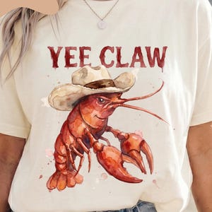 Yee Claw Lobster Cowboy Beach Long Sleeve Shirt, Funny Comfort Colors Western Graphic Tee for Summer