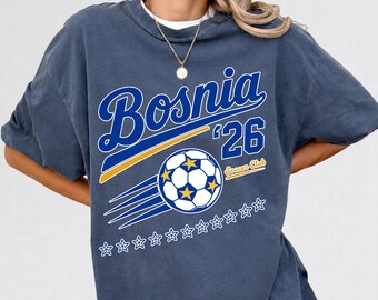 Camiseta retro de la selección de fútbol de Bosnia 2026, camiseta del equipo mundial de los 90, conjuntos deportivos a juego para la familia en el día del partido de fútbol de Bosnia y Herzegovina.