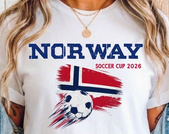 Norway Soccer Shirt T-Shirt with Retro Flag, Vintage 2026 Soccer Cup Football Design Tee