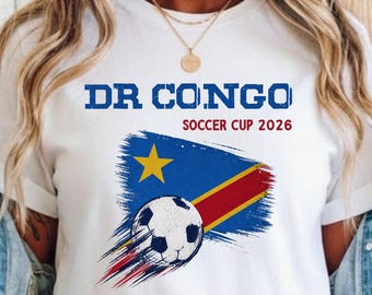 DR Congo Soccer Cup 2026 T-Shirt, Republic of the Congo Football Fan Tee