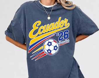 Camiseta retro de la selección de Ecuador de fútbol 2026, camiseta estilo años 90 del equipo mundial, conjuntos deportivos familiares a juego para el día del partido de fútbol de Ecuador.