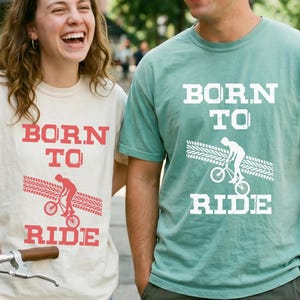 Born to Ride T-Shirt with Vintage Cycling, Retro BMX Rider Graphic Distressed Design Tee