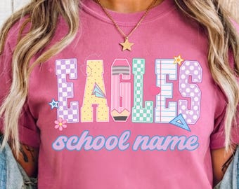 Custom School Mascot Shirt, Custom Eagles School Spirit Tee, Teacher Student Matching Shirt