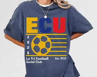 Camiseta retro del club social de fútbol La Tri, estilo años 90, camiseta a juego para la familia Ecuador Fútbol 2026, camiseta gráfica vintage de la ECU.