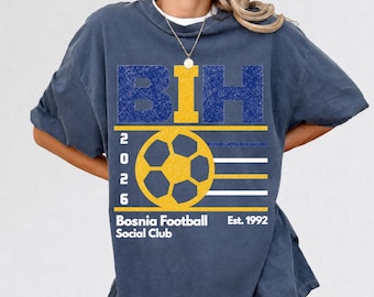Camiseta retro del club social de fútbol de Bosnia, estilo años 90, camiseta a juego para la familia del fútbol de Bosnia 2026