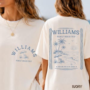 Custom Miami Family Vacation Shirt Personalized Beach Trip Tee, Retro Travel Graphic T-Shirt