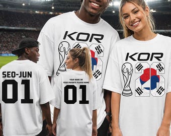 Camiseta personalizada de la Copa de Fútbol de Corea del Sur 2026, camiseta personalizada de la selección coreana de fútbol, camiseta con la bandera de Corea del Sur, camiseta con nombre y número.