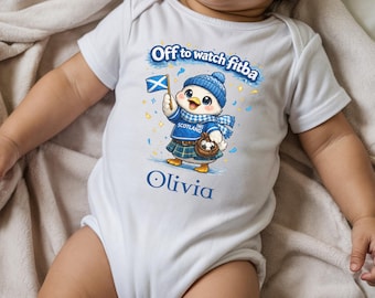 Custom Scotland Baby Bodysuit, Personalized Off to Watch Fitba Soccer Cup 2026 Infant Bodysuit