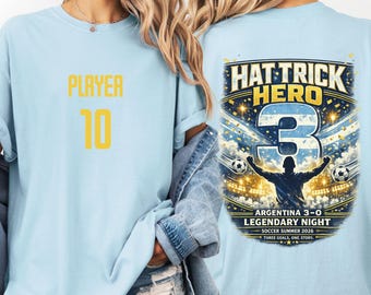 Custom Argentina Soccer Tee, Retro Hat Trick Hero Graphic, Summer 2026 Fan Shirt