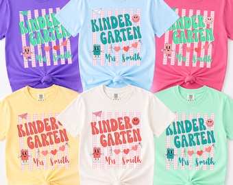 Custom Kindergarten Teacher Shirt, Personalized Grade Team Tee, Back to School, Elementary Teach