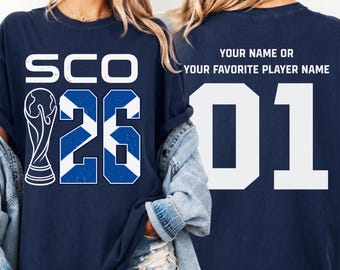 Camiseta personalizada de la Copa de Fútbol de Escocia 2026 con nombre y número, camiseta gráfica de fútbol con la bandera escocesa.