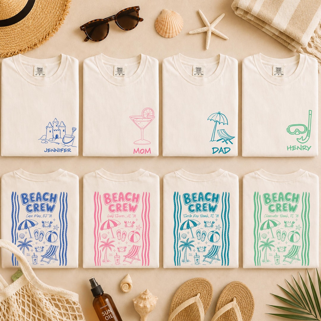 Custom Beach Vacation Group Shirt, Personalized Beach Crew Shirt, Family Trip Summer Vacat