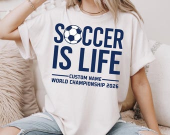 Camiseta personalizada "El fútbol es la vida" para toda la familia, camiseta personalizada del torneo Campeón del Mundo 2026, camiseta adorable para niños y bebés.