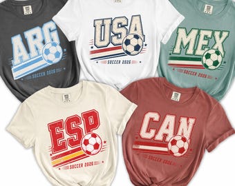 Camiseta de fútbol de país de color personalizado 2026, camiseta vintage para aficionados al fútbol internacional, camiseta retro para el día del partido.