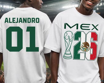 Camiseta personalizada para la Copa México de Fútbol 2026, camiseta de fútbol mexicana personalizada, camiseta con la bandera de México, nombre y número.