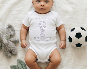 Soccer Baby Bodysuit with Trophy Hunter Graphic, Class of 2026 Football Tee