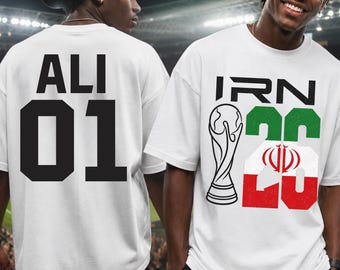 Camiseta personalizada para la Copa de Fútbol de Irán 2026, camiseta de fútbol iraní personalizada, camiseta con la bandera de Irán, nombre y número.