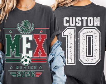Custom Mexico Soccer T-Shirt for Family Matching, Personalized Soccer Cup 2026 Design Tee