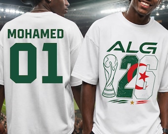 Camiseta personalizada para la Copa de Fútbol de Argelia 2026 con nombre y número, camiseta gráfica con la bandera de Argelia