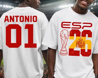Camiseta personalizada de la Copa de España 2026, camiseta de fútbol española personalizada, camiseta con la bandera de España, nombre y número.